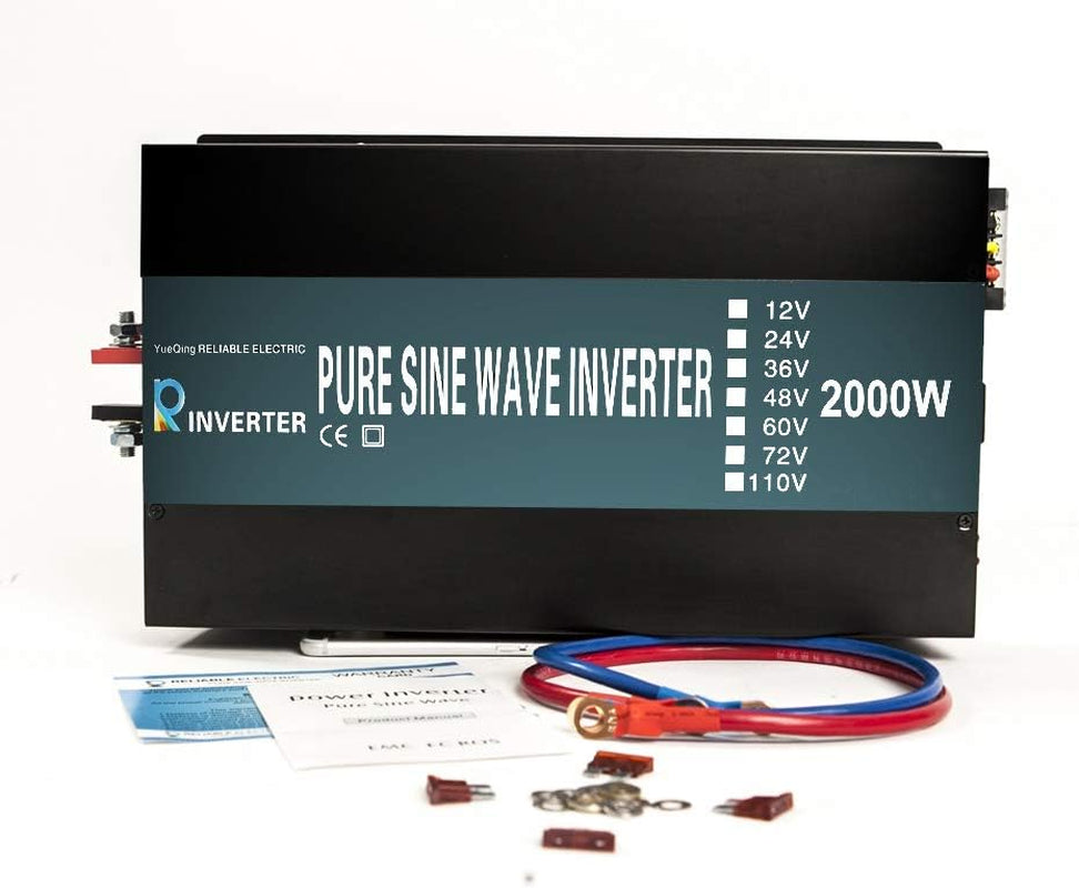 2000W Pure Sine Wave LED Display Solar Power Inverter (Black)